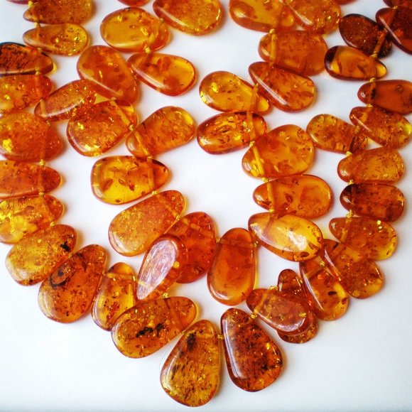 Vintage Sterling Silver Baltic Honey Amber Two Strand...